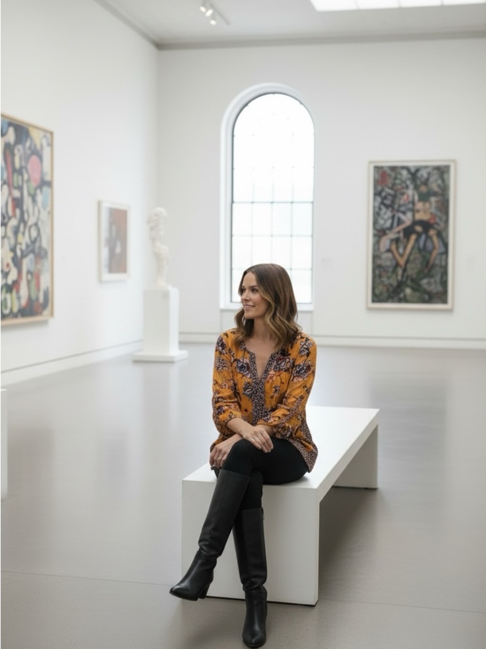 DR2 by Daniel Rainn Boho Floral Mixed Print Blouse - Mustard Yellow - Size S